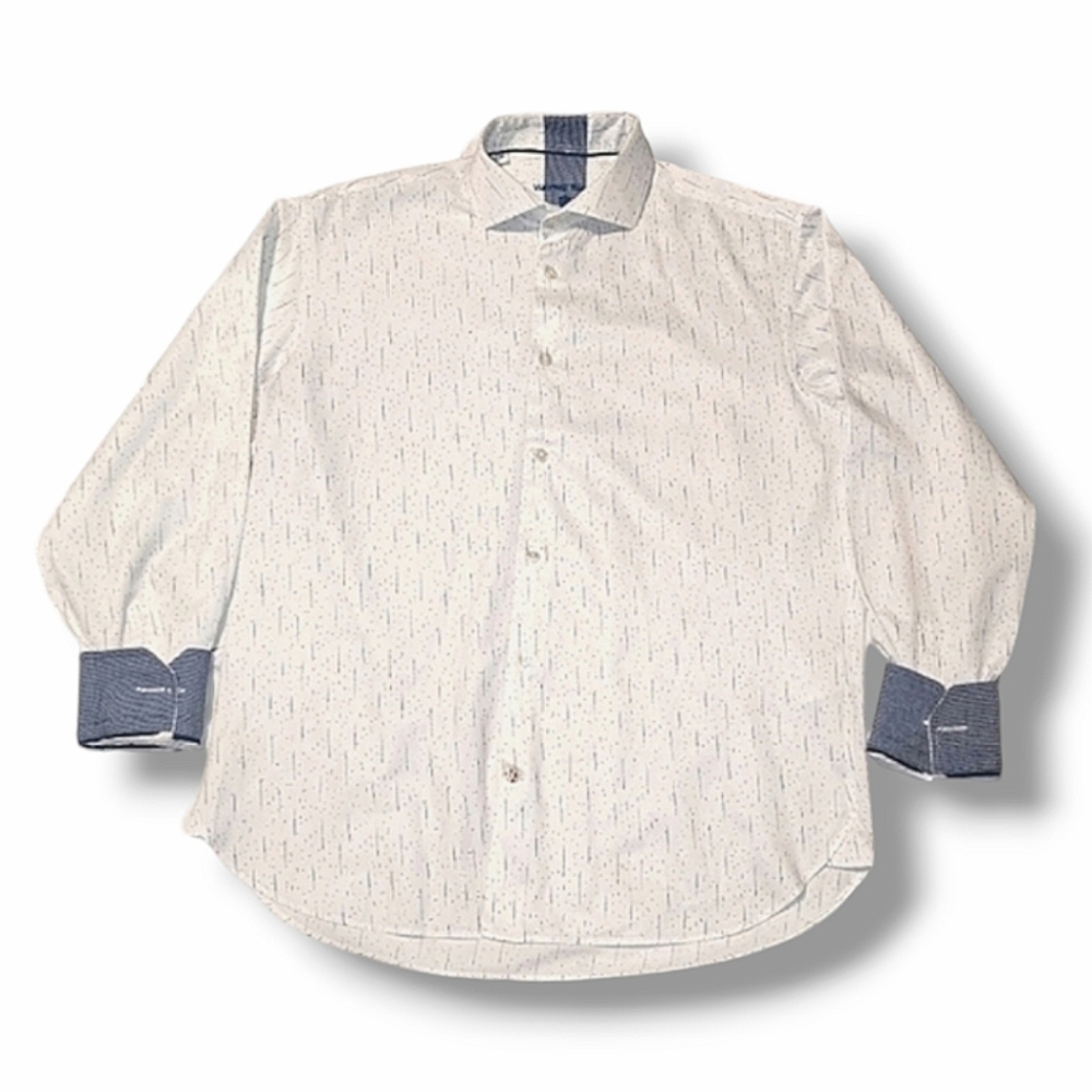 Robert Graham White Dress Shirt with Blue Accents